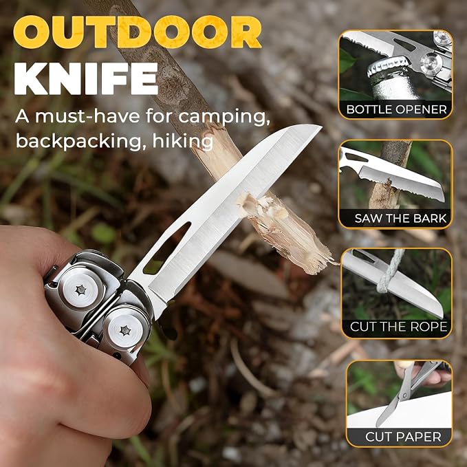 21-in-1 Multitool Pliers with Self-Locking, Pocket Knife & Clip | Stainless Steel, Cutters, Glass Breaker, Screwdriver for Outdoor Camping, Survival, DIY, Emergency – Handy Edc Gift for Men