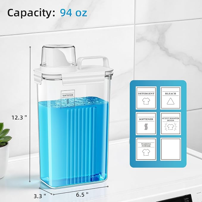 94oz Laundry Detergent Dispenser Container,Laundry Soap Dispenser,2 Pack | Fabric Softener Dispenser,Liquid Laundry Detergent Organizer for Laundry Room Organization