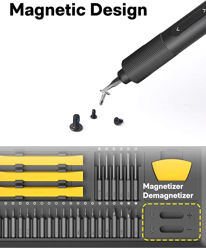 HOTO Precision Screwdriver Set, Repair Kit/w 26 Bits and 10 Repair Tools | 110° Upright Workpad, 0.05/0.2 N·m Torque, LED Light, for Electronics, Phones, Laptops