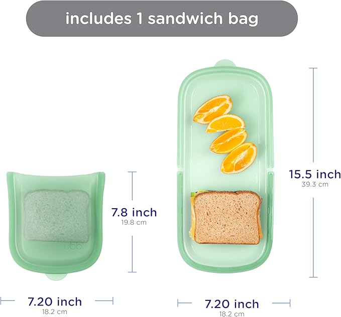 Ubbi Platemate Reusable Silicone Storage Bag, Sugar Snap Green | Opens Flat as Placemat, Dishwasher & Freezer-Safe, Lunch Container, Leakproof Sandwich & Snack Bag, Easy to Clean, BPA-Free
