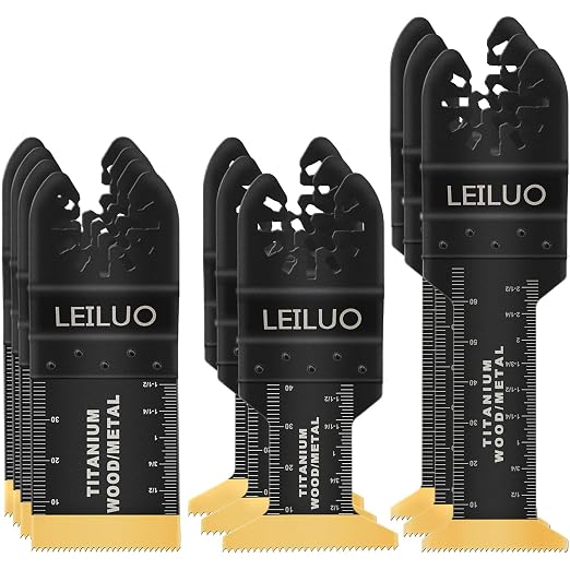 10 Pcs Titanium Multitool Blade Kits for Wood Nails Drywall Cutting Oscillating Saw Blades Universal Oscillating Tool Accessories with Storage Bag Compatible with DeWalt Makita Dremel and More