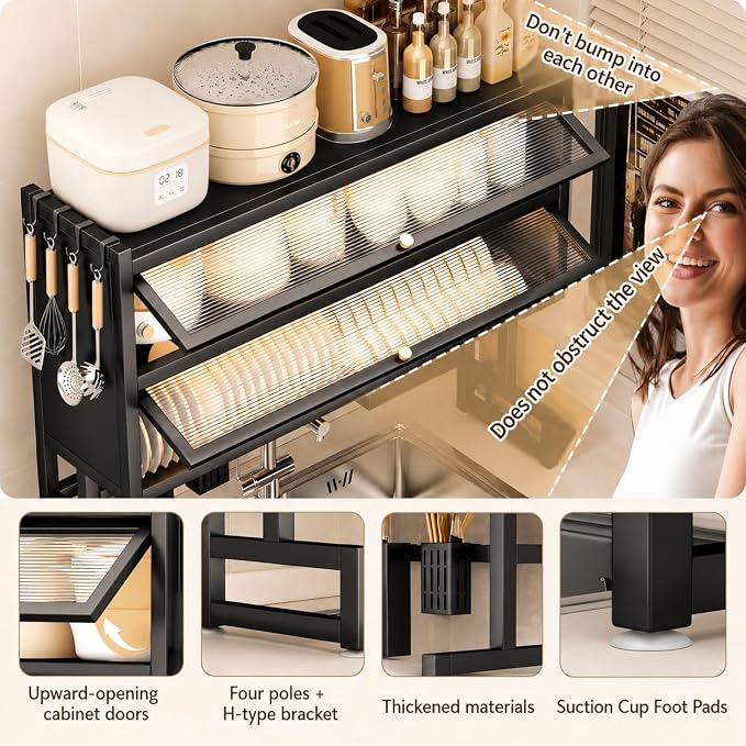 Over Sink Dish Drying Rack, Iron Over The Sink Dish Rack, Over Sink Rack, for Dishes, Glasses, Bowls, Cutlery Black 41.33in