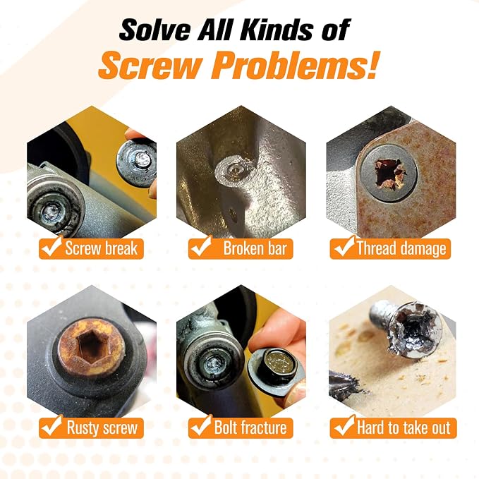 Nuovoware Damaged Screw Extractor Set, 22 PCS Stripped Screw Extractor Kit | All-purpose HSS Broken Screw Remover Set with Magnetic Extension Bit Holder & Socket Adapter, Black