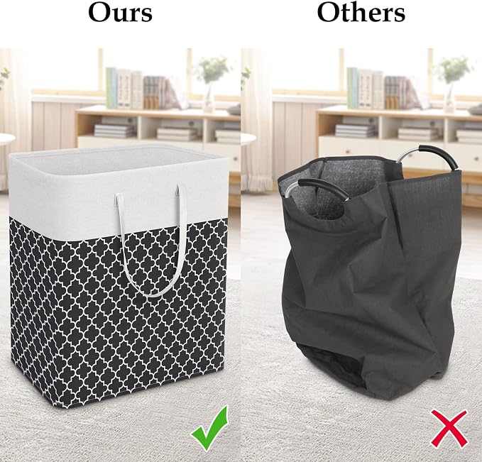 StorageRight Laundry Basket Hamper, 100L Clothes Storage, Clover Black | Freestanding Clothes Hampers, Foldable design, with Easy Carry Handles, For Laundry, Bedroom, Dorm, Clothing, Towels, Toys
