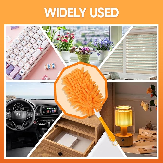 6Pcs Reusable Duster Refill Compatible with Swiffer Hand Duster +1 Handle, 360 Heavy Duty Duster Refills for Cleaning, Office, Ceiling Fan (6PCS+1Handle)