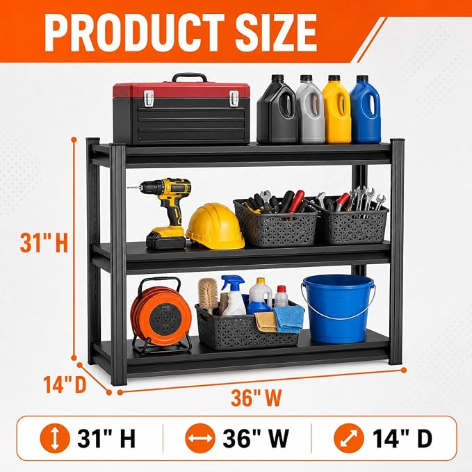 Garage Shelving, Heavy Duty Adjustable Boltless Metal Storage Shelving Units