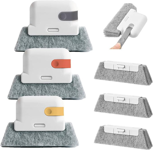 Magic Window Track Cleaner Brush Kit, 3-in-1 Design for Sliding Doors, Car Vents, Keyboards, 3 Pack Window Cleaning Tools with 3 Replacement Heads