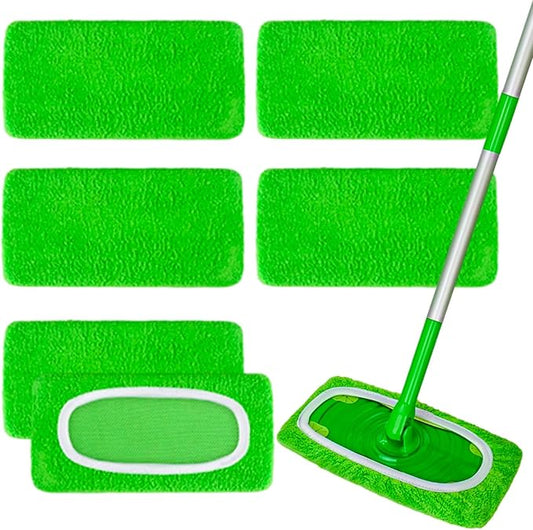 Spin Mop Replacement Set, Compatible with O-Ceda EasyWring 1-Tank Spin Mops 2 Microfiber Mop Head Refills, Adjustable 30–58 in Stainless Steel Handle, Scrubber Brush Head and Spin Base (M, Square)