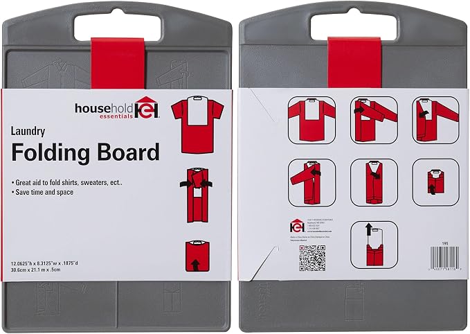 Household Essentials Shirt Folding Board for T-Shirts, Polos & Dress Shirts, Space Saving Laundry Folder with Easy-Glide Handle, Closet & Drawer Organizer, Dark Grey (Pack of 10)