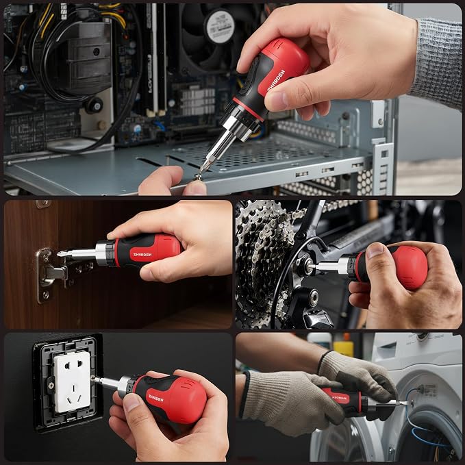 8 in 1 Stubby Ratcheting Screwdriver Multi Short Screw Driver Set | 6 CRV Bits Phillips, Slotted, Torx, Portable All-in-One Repair Tool Kit for Home DIY Tables, Doors, Chairs, Portable Tools