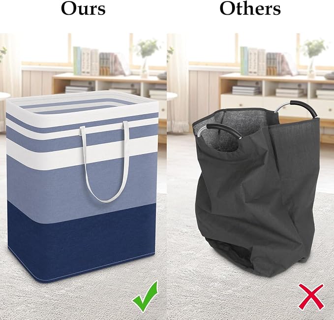StorageRight Laundry Basket Hamper, 125L Collapsible Clothes Storage, Blue | Freestanding Clothes Hampers, Foldable design, with Easy Carry Handles, For Laundry, Bedroom, Dorm, Clothing, Towels, Toys