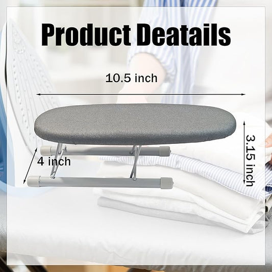 Mini Ironing Board Tabletop - Portable Folding Small Ironing Board with Black Velvet Drawstring Storage Bag, Compact Travel Iron Board for Sleeves, Collars and Small Areas