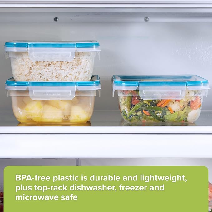 Snapware Food Storage Containers, Plastic, 8.5-Cup, Rectangular | Leakproof & Airtight | BPA-Free | Microwave & Dishwasher Safe | Pack of 6