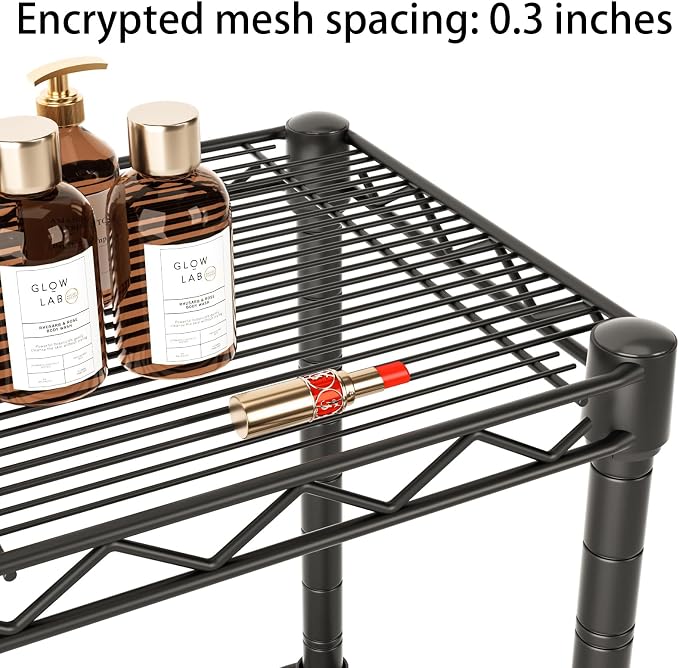 Golpart 5Tier Adjustable Storage Shelves Metal Wire Shelving Standing Shelf | Utility Heavy Duty Unit Rack Closet Organize for Home Kitchen Laundry Room Organization Pantry 10"Dx16"Wx55"H Black