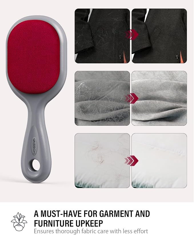 VASSON Double-Sided Lint Brushes for Clothes & Pet Hair Remover | Heavy-duty, Durable double-sided velvet quickly removes stubborn hair