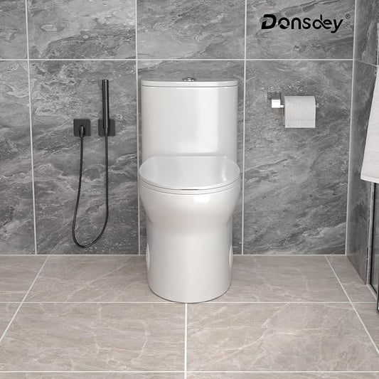 One Piece Toilet 12'' Rough Inch- High Efficiency Water Saving Ceramic Toilets with 15.7" Comfort Chair Seat 1.1/1.6 GPF Dual Flush and Easy to Clean Toilet Bowl 15.9''x26.2''x28.8''