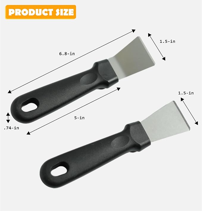 3Pcs (2 Heavy Duty Wide Using Stainless Steel Scraper and 3-in-1Kitchen Stove Cleaning Brush), Brass Brush,Wire Brush,Metal Brush,Nylon Brush, Rust Cleaner for Pot, Range Hood Grease Grime Cleaner