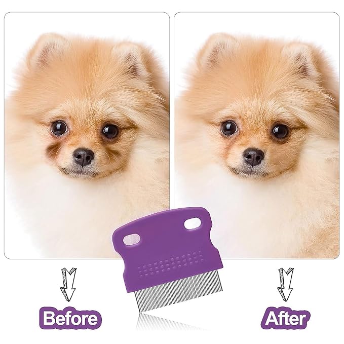 Fullhawl 5 Pieces Dog Eye Combs Tear Stain Remover Combs Pet Grooming Comb for Small Dogs Gently Removing Eye Mucus and Crust (Purple, Black)