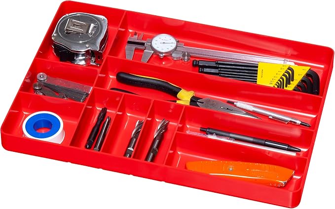 Ernst MFG 10 Compartment Drawer Organizer: Heavy Duty Stackable Tray for Automotive Garage Tool Organization - Low-Profile Toolbox Storage - Nuts and Bolts, Tools, Parts, Easy to Clean - Blue