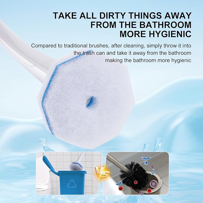 Upgraded 30pcs Toilet Wand Refills fits Clorox Toilet Wand, Thickened Cleaning Layer, Won’t Fall Apart, Disposable Bathroom Cleaning Scrub Pads with Fresh Scent, for Home & Commercial Use