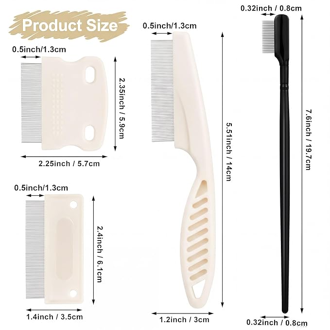 Fullhawl 5 Pieces Dog Eye Combs Tear Stain Remover Combs Pet Grooming Comb for Small Dogs Gently Removing Eye Mucus and Crust (Beige, Black)