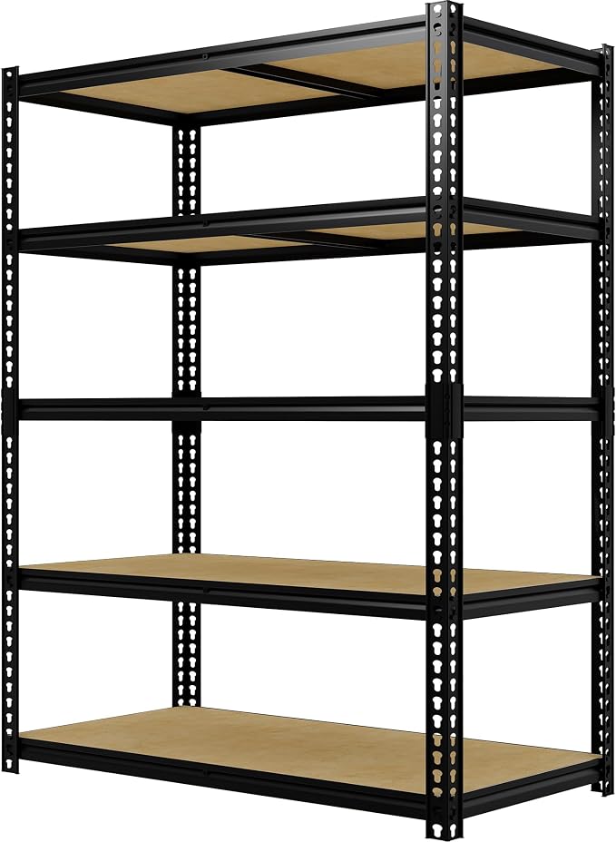 Heavy Duty Garage Storage Shelves, 5-Tier Adjustable Storage Shelving Unit | 3000 Lbs Capacity, 48" L x 24" W x 72"H Metal Shelving Racks for Kitchen Pantry Basement Bathroom Laundry