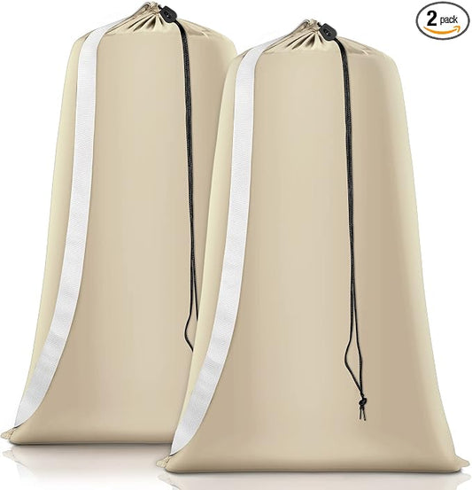 Coomee Heavy Duty Laundry Bag, 2 Pack XL Nylon Laundry Bags with Straps | Extra Large Laundry Bags, Drawstring Closure, Washable Large Dirty Clothes Organizer, Travel Bag Fits a Laundry Hamper