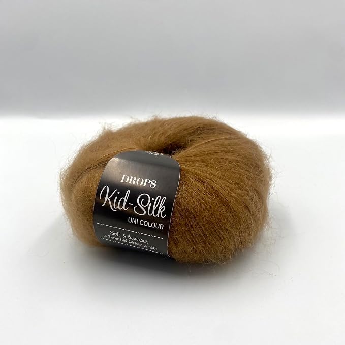 Drops Mohair and Silk Yarn Kid-Silk, 0 or Lace, 2 Ply, 0.9 oz 230 Yards per Ball (51 Toffee)