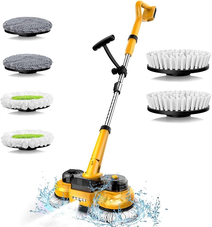 Cordless Electric Mop for Dewalt 20V Battery (NO Battery), 2 in 1 Spin Mop & Electric Floor Scrubber Machine with LED Light & Water Spray, 800 RPM Rotating Electric Mops for Floor