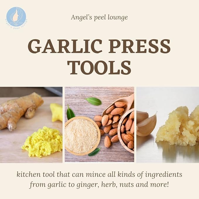 Angel’s Peel Lounge Garlic Mincer, Manual Garlic Grinder for Quick Meal Preparation - Kitchen Tools for Mincing Garlic, Ginger, Herbs, Nuts (Orange)