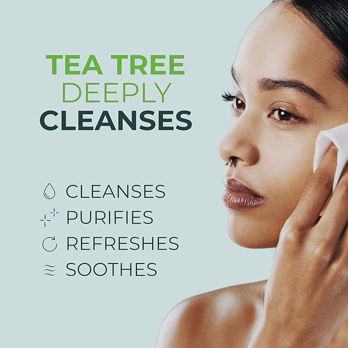 NOVEHA 120Pcs Tea Tree Oil Eyelid & Lash Wipes With Hyaluronic Acid, Green Tea & Chamomile For Blepharitis & Itchy Eyes, Individually Wrapped Eyelash Wipes, Natural Makeup Remover & Cleanser (2 Pack)