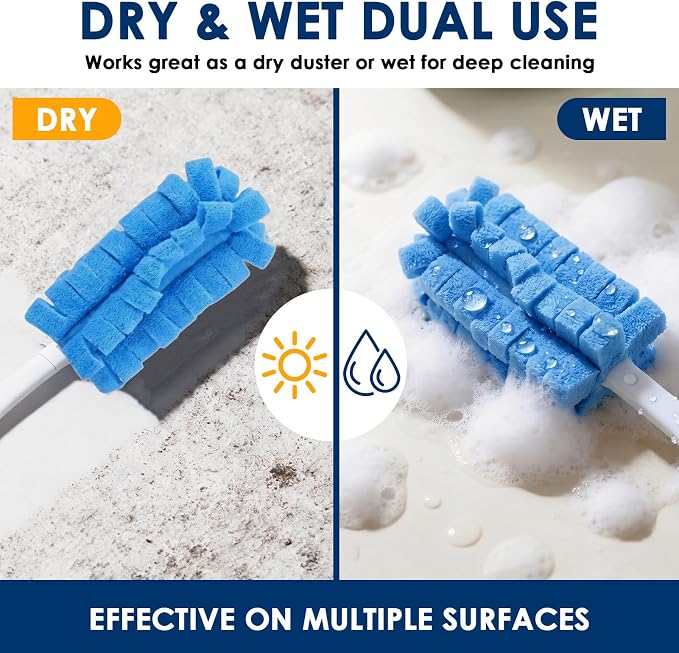 20 Pack Reusable Fleece Duster Refills with Detachable Handle, Washable Microfiber Dusters for Cleaning, 360° Dry Wet Microfiber Duster Refill Compatible with Standard Cleaning Handles (20)