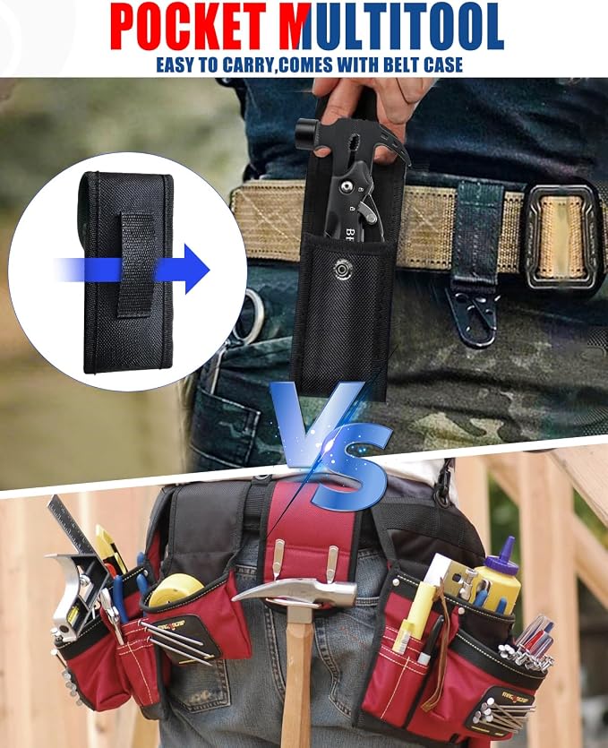 BIBURY Gifts for Men, 12 in 1 Multitool Hammer with 18 in 1 Snowflake Tool | Camping Essentials Survival Gear Tool, Safety Lock, Pocket Knife, Gifts for Men Him Dad, Cool Gadgets for Husband Boyfriend