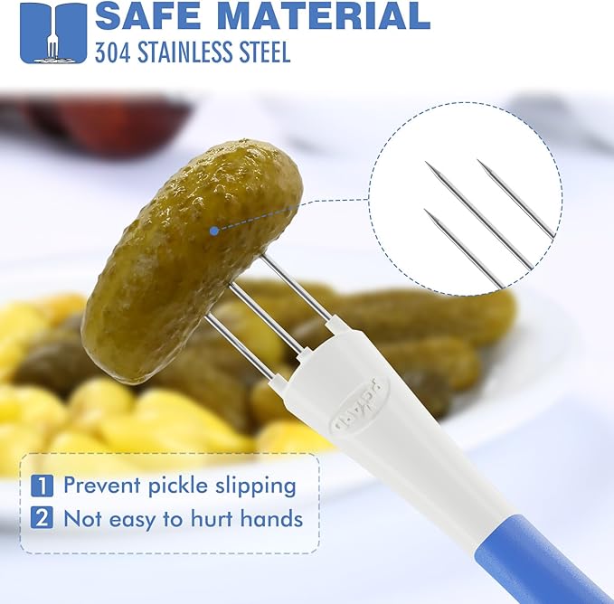2 Pack Pickle Fork Pickle Grabber Tool-Pickle Picker for the jar, Kitchen Gadgets Pickle Gifts Suitable for Olives Blue