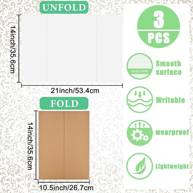 Trifold Display Boards with Colorful Self-Adhesive Sheets – 24 x 16 Inch Tri-Fold Corrugated Presentation Boards for Science Fairs, Complete Poster Board Kit