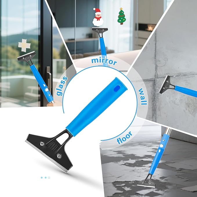 360° Rotating Window Squeegee Cleaner Kit with Extension Pole | Streak-Free Glass Cleaner for High Windows, Shower Doors & Solar Panels, Professional All-in-One Window Cleaning Tools Set