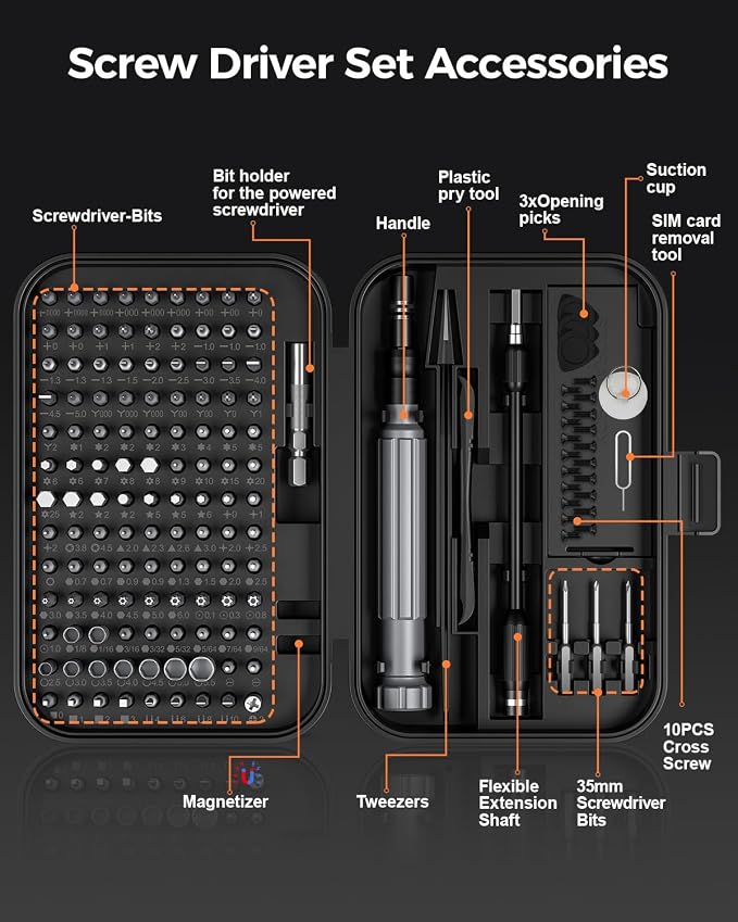 LIFEGOO Precision Screwdriver Set, 150 in 1 Magnetic Screwdriver Set with mini built-in box, Repair Tool Kit for Computer, Laptop, iPhone, Macbook, PC, PS5, Xbox Controller, RC, Jewelers, Glasses