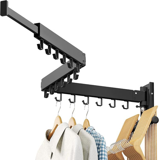 LIENAHU Clothes Drying Rack Wall Mounted(can fold Upward),Laundry Drying Rack,Laundry Room Organization,Wall Mounted Laundry Rack Folding,Retractable Clothing Rack,Collapsible Clothes Hanging Rack
