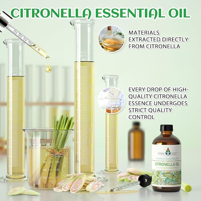 EVOKE OCCU Citronella Oil for Diffuser & Air Freshening | Add to Spray for Indoor & Outdoor Freshness, Ideal for DIY Cleaning Soap & Candle Making - 118mL / 4 fl oz