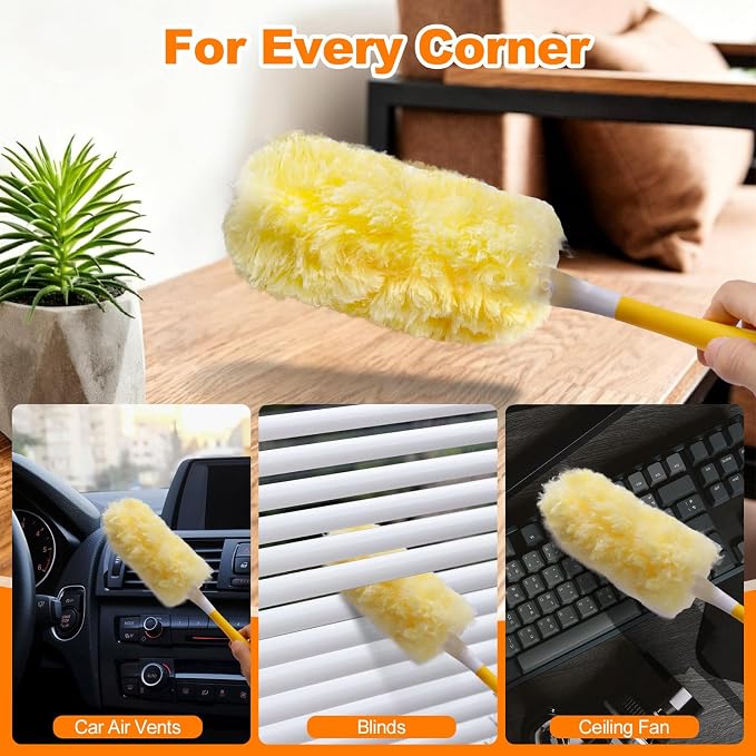 50 Count Heavy Duty Duster Refills Compatible with Swiffer Dusters | 360° All-Around Unscented Disposable Microfibre Dusters, Multisurface Indoor Cleaning for Fans, Blinds, Corners, Refills Only