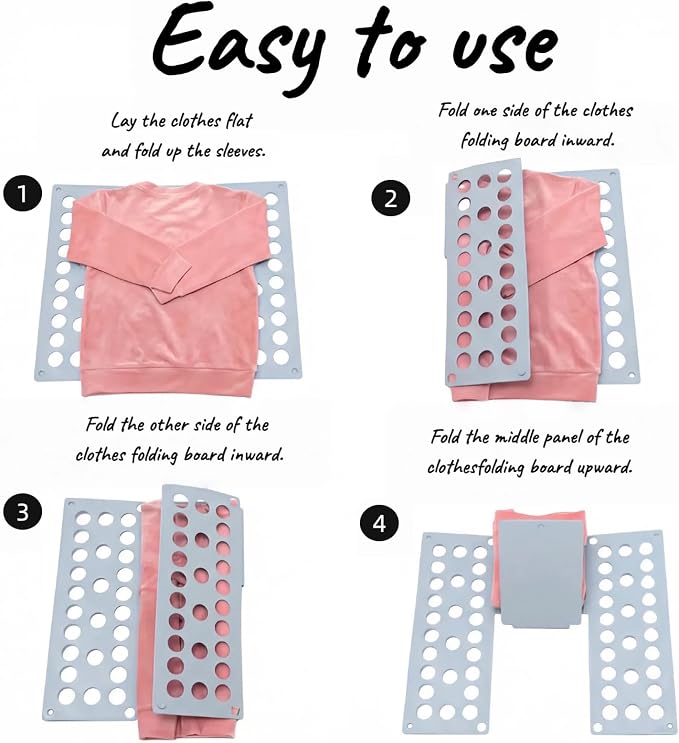 Mini Toddler Shirt Folding Board - Ages 1-7 Gray, Builds Independence | great for Montessori laundry, lightweight PP, smooth rounded edges, quick & simple, develops confidence & skills, stores flat