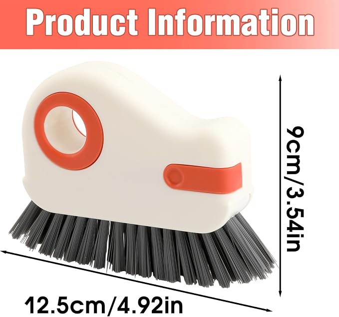 4-Pack 2-in-1 Groove Cleaning Brush with Hidden Scraper, Hard Bristle Window Track Cleaning Tool, Crevice & Grout Scrubber for Sliding Door Tracks, Sink Edges, Shower Door Grooves