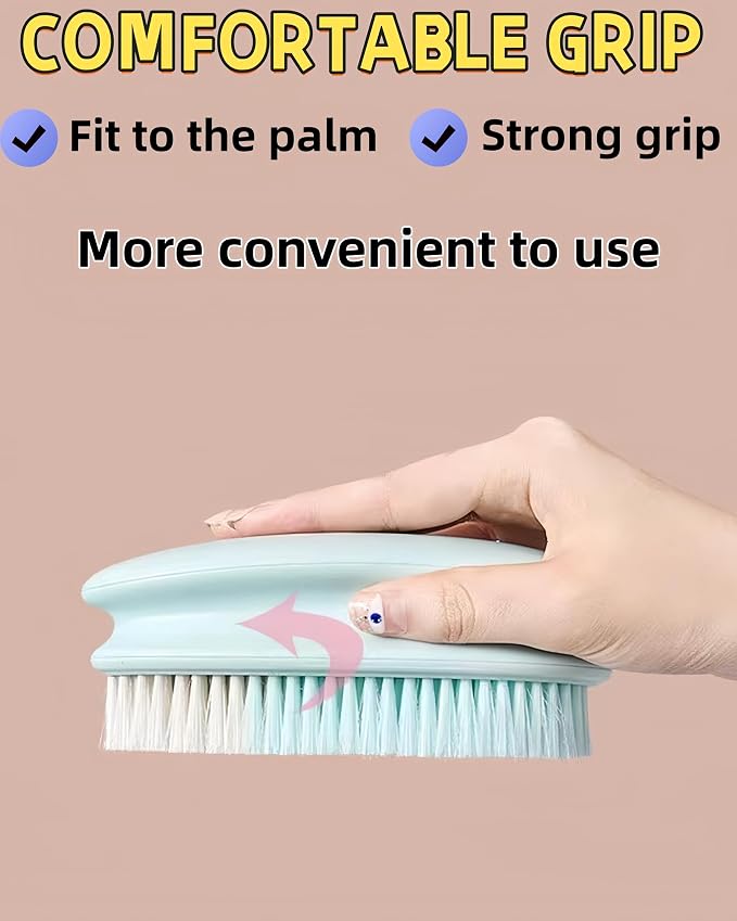 2 Pack Soft Bristle Cleaning Scrub Brush Laundry Brush Scrubber Brush | Soft Scrub Brush for Clothes, Carpet and Fabric Stain Removal, Scrubbing Brush with Ergonomic Handle Household Cleaning
