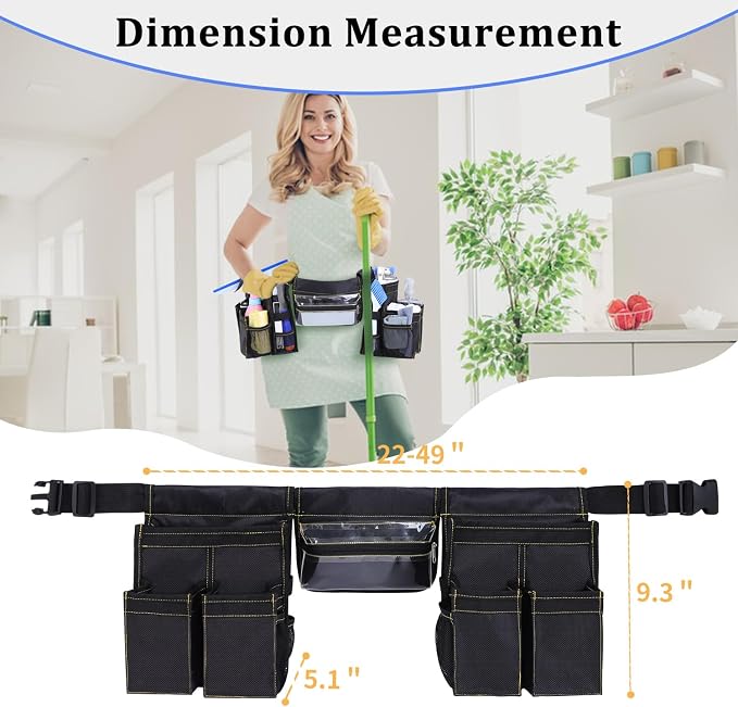 Cleaning Belt,Tool Pouch Waist Apron with Pockets Cleaning Supplies | Cleaning Tool Belt For Housekeeping Water-Resistant Cleaning Caddy Aprons for Cleaning Work