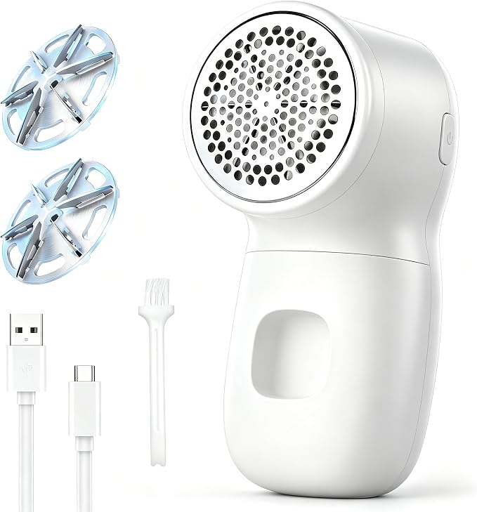 Rechargeable Fabric Shaver Lint Remover, 2 Blades Defuzzer for Clothes Couch Furniture Blankets
