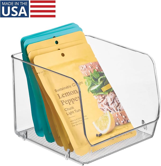 iDesign Stackable Open-Front Storage Bin, Clear | Kitchen and Pantry Organization