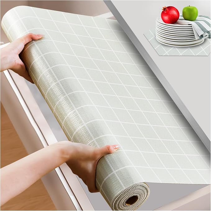 Beautysaid Shelf and Drawer Liner for Kitchen Cabinet Non Adhesive Non Slip | Shelf Paper Waterproof Washable Thickened for Dresser Pantry Shelve Bathroom Protector Liner(Light Green,12 in x 30 FT)