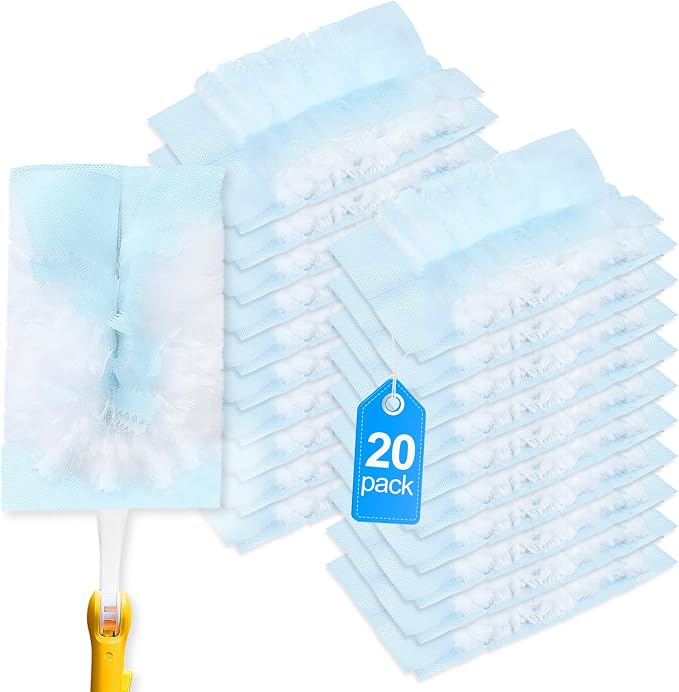 20Pc Duster Refill Compatible with Swiffer Hand Duster for Blinds | Unscented Disposable Heavy Duty Duster Refills for Cleaning Ceiling Fans & Home, Dusting Refill Heads (Handle Not Included)