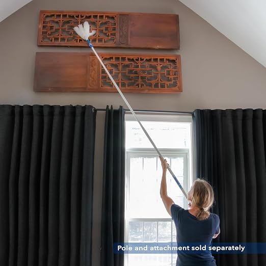 Unger Connect and Clean Microfiber Feather Duster for Household Cleaning and Dusting, Cleans Fragile Objects, Glassware, Vases, Picture Frames, Machine Washable, Compatible with Threaded Pole