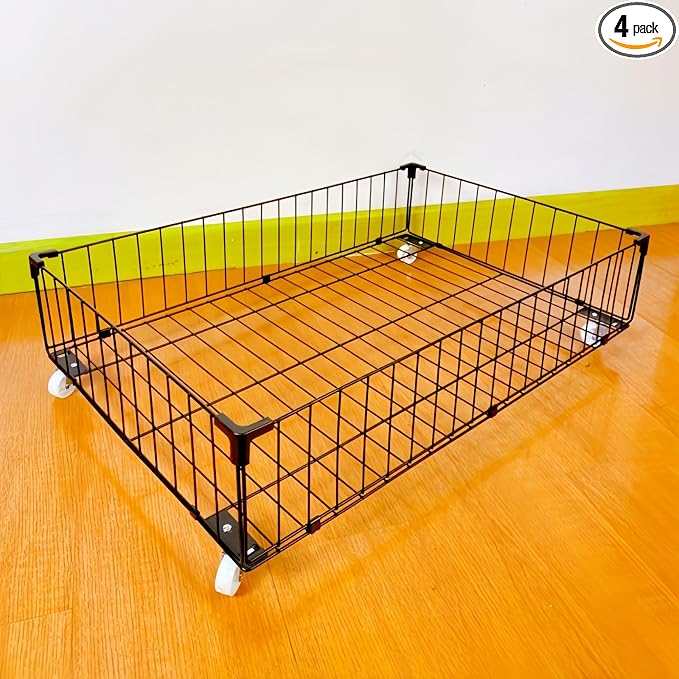 4 Pack Larger Under Bed Storage With Wheels,Rolling Under Bed Drawer,Under Bed Shoes Storage,Open Design, Large capacity,Suitable For Various Storage